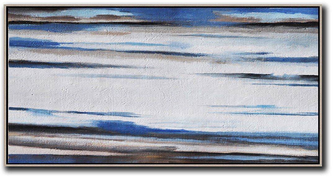 Hand painted Panoramic Abstract painting, horizontal abstract landscape art canvas painting wrapped canvas artwork
